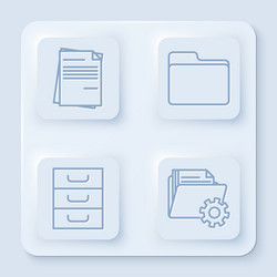 set line file document folder drawer vector image