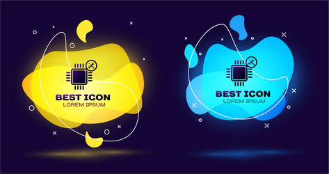 black processor with screwdriver and wrench icon vector image