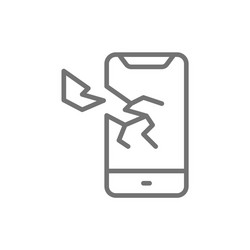 Broken smartphone phone crashed line icon vector