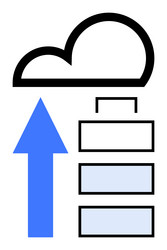 cloud storage with blue upload arrow and three vector image