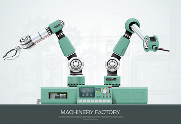 Machine robotic robot arm hand factory vector