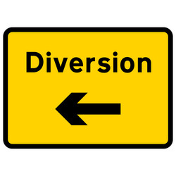 Road Diversion Sign - UK Vector Image