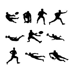 Set of different rugby players Royalty Free Vector Image