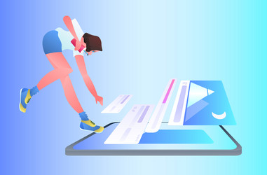 woman developer creating mobile website ui web vector image