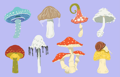 cartoon mushrooms set poisonous vector