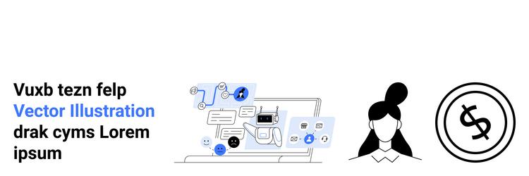 digital workflow with user interface woman avatar vector image