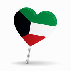 Kuwaiti Flag Heart Map Pointer vector image