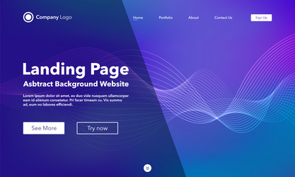 landing page abstract wave background website vector image