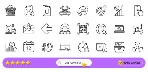 map wifi and portable computer line icons for web vector image