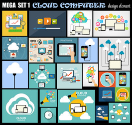 Mega set flat computer design vector