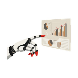 robotic hand pointing at business analytics chart vector image