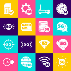 set 5g network phone with router and wi-fi vector image