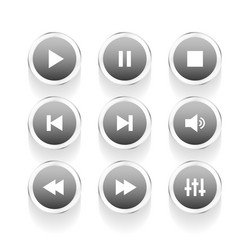 collection of grey multimedia player button vector image