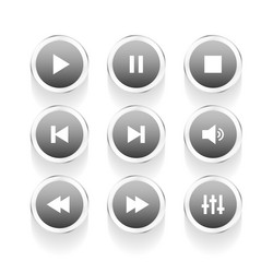 collection of grey multimedia player button vector