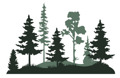 Hand drawn forest fir trees silhouettes Royalty Free Vector