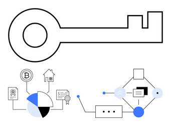 large key with blockchain technology and financial vector image
