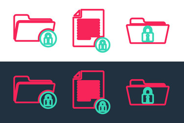 set line folder and lock document icon vector image