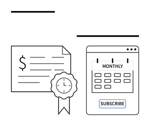 certificate with seal and calendar interface vector image