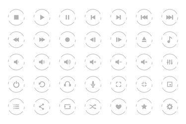 Flat style audio player button sign in collection vector