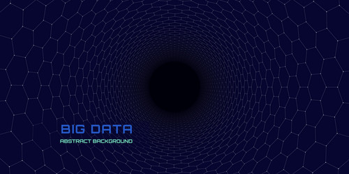abstract background hexagonal grid tube on dark vector image