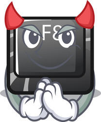 Devil f8 button installed on computer mascot vector