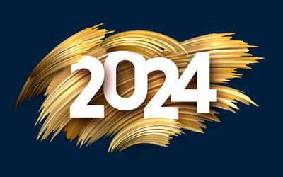 new year 2024 paper numbers for calendar header vector