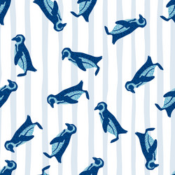 seamless random zoo pattern with blue colored vector