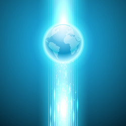 stream of binary code to the globe vector image