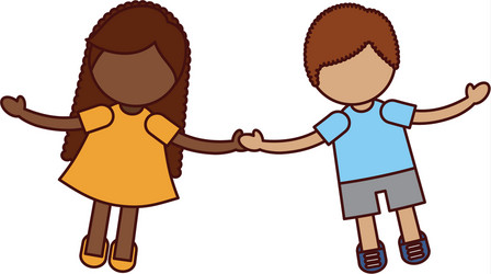 Children holding hands characters vector