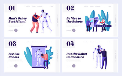 Set robotics website landing page template vector