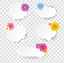 speech bubble set with flowers transparent vector