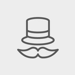 Vintage fashion hat and mustache thin line icon vector