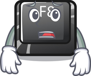 Afraid f8 button installed on computer mascot vector