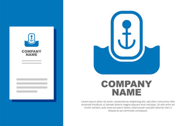 blue map pointer with anchor icon isolated vector image