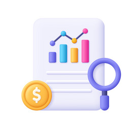 document file with graph chart coin vector image