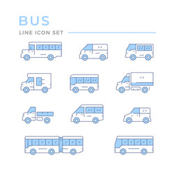 Set color line icons bus and van vector