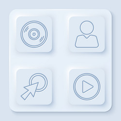 set line vinyl disk add to friend arrow cursor vector image
