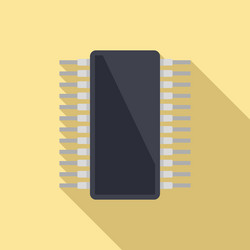 processor technology icon flat cpu circuit vector image