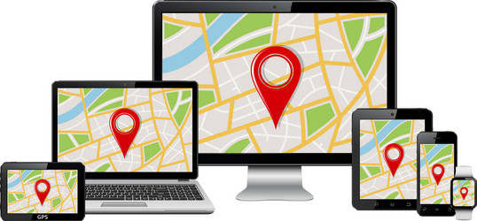 Digital devices with gps map on screen vector