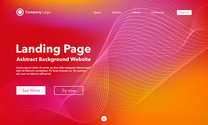 landing page abstract wave background website vector image