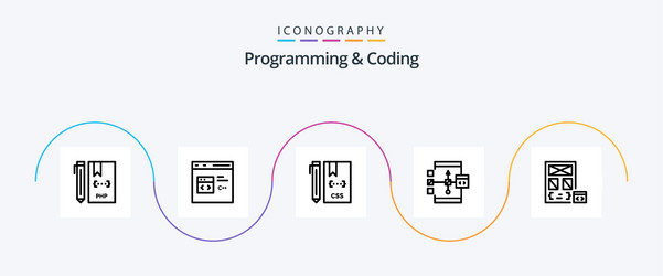 programming and coding line 5 icon pack including vector image