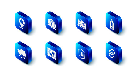 set cyber security system bug on monitor usb vector image