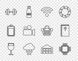 set line wine glass processor with cpu wi-fi vector image
