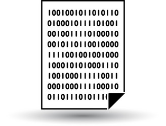 sheet with binary code icon vector