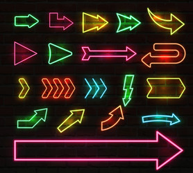 Neon Arrows & Pointers Set vector image