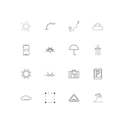 Travel and tourism linear thin icons set outlined vector