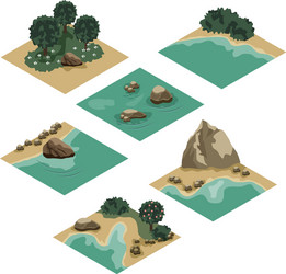 Beach landscape isometric tile set Royalty Free Vector Image