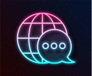 glowing neon line world map made from speech vector