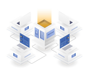 Isometric Computer Network Concept vector image