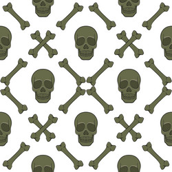 set of seamless patterns with skull and bones vector image